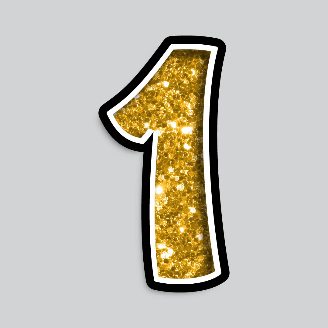 23.5” INDIVIDUAL LUCKY GUY GOLD CHUNKY GLITTER LETTERS