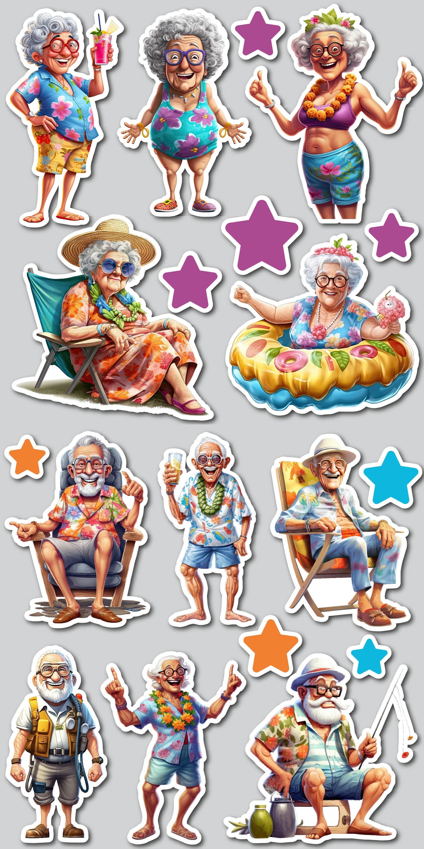 COOL GRANDPA & BEACH GRANDMA COMBO | Yard Card Set