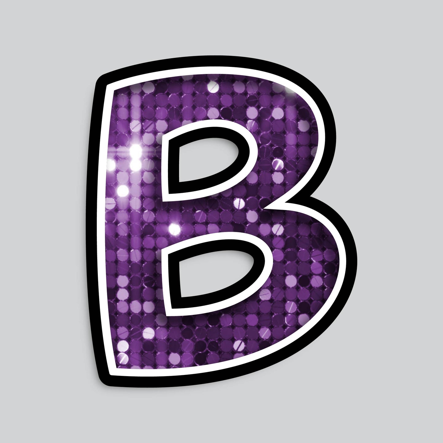 23.5” INDIVIDUAL BOUNCY PURPLE SEQUIN SHADOW LETTERS