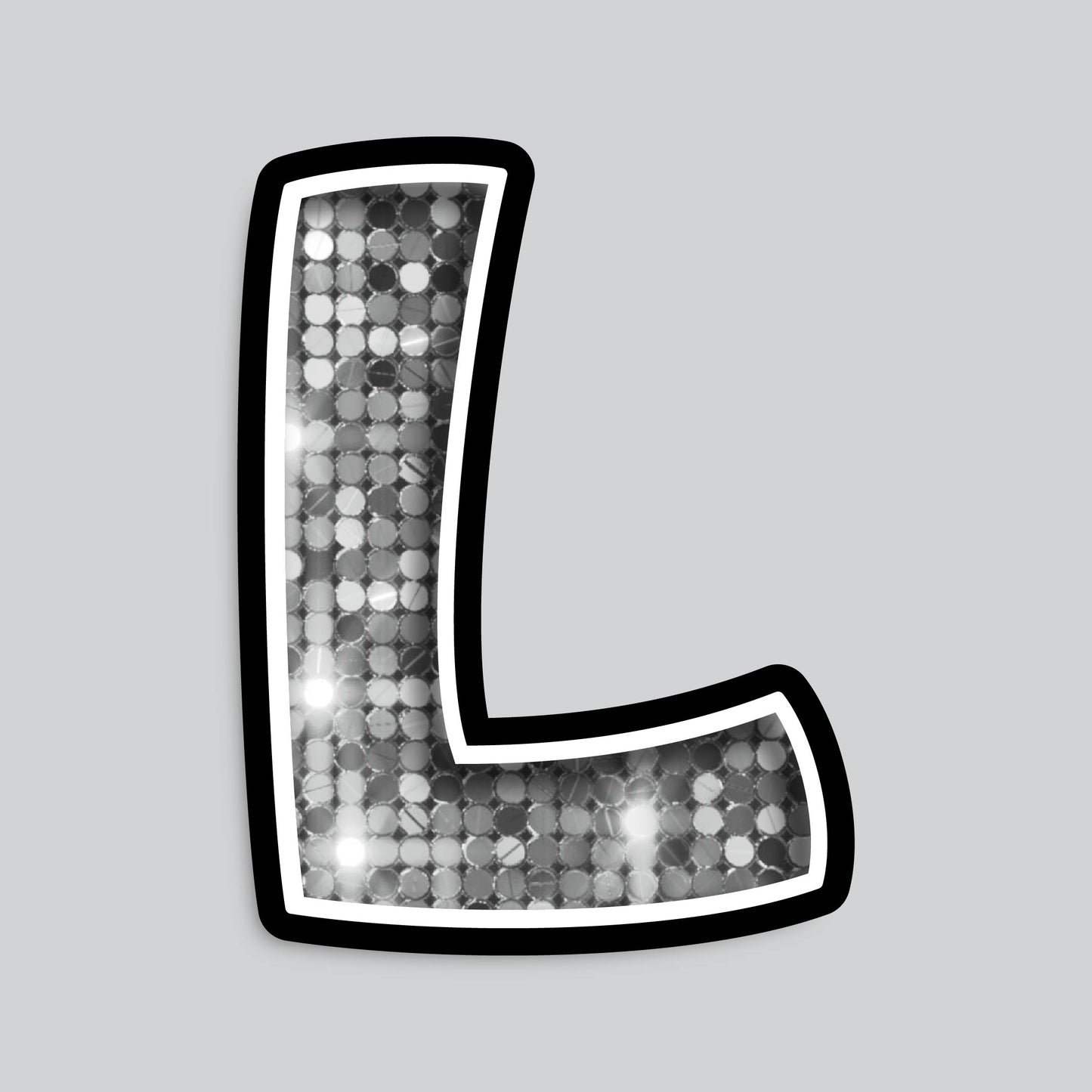 23.5” INDIVIDUAL BOUNCY SILVER SEQUIN SHADOW LETTERS