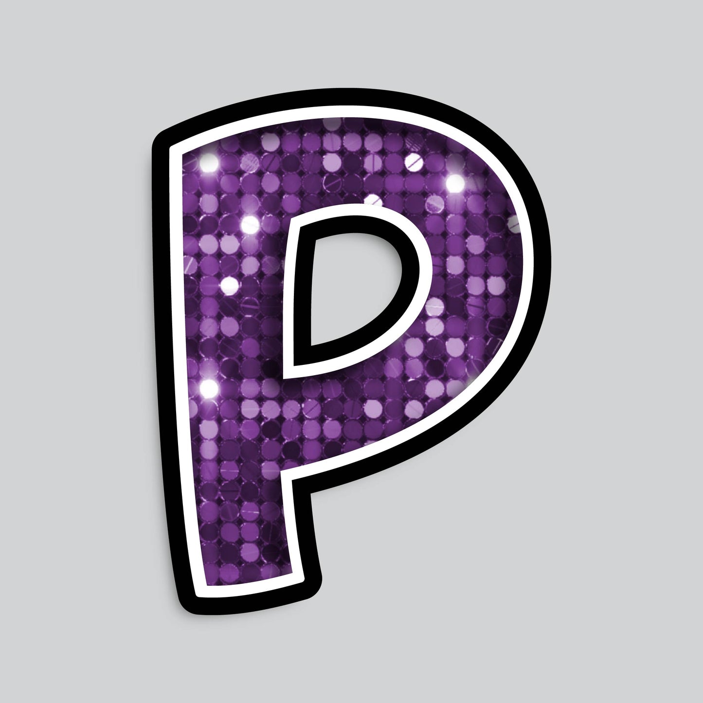 23.5” INDIVIDUAL BOUNCY PURPLE SEQUIN SHADOW LETTERS