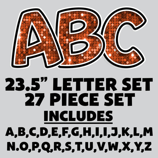 23.5” FULL SET BOUNCY ORANGE SEQUIN SHADOW LETTERS - 27 PIECES