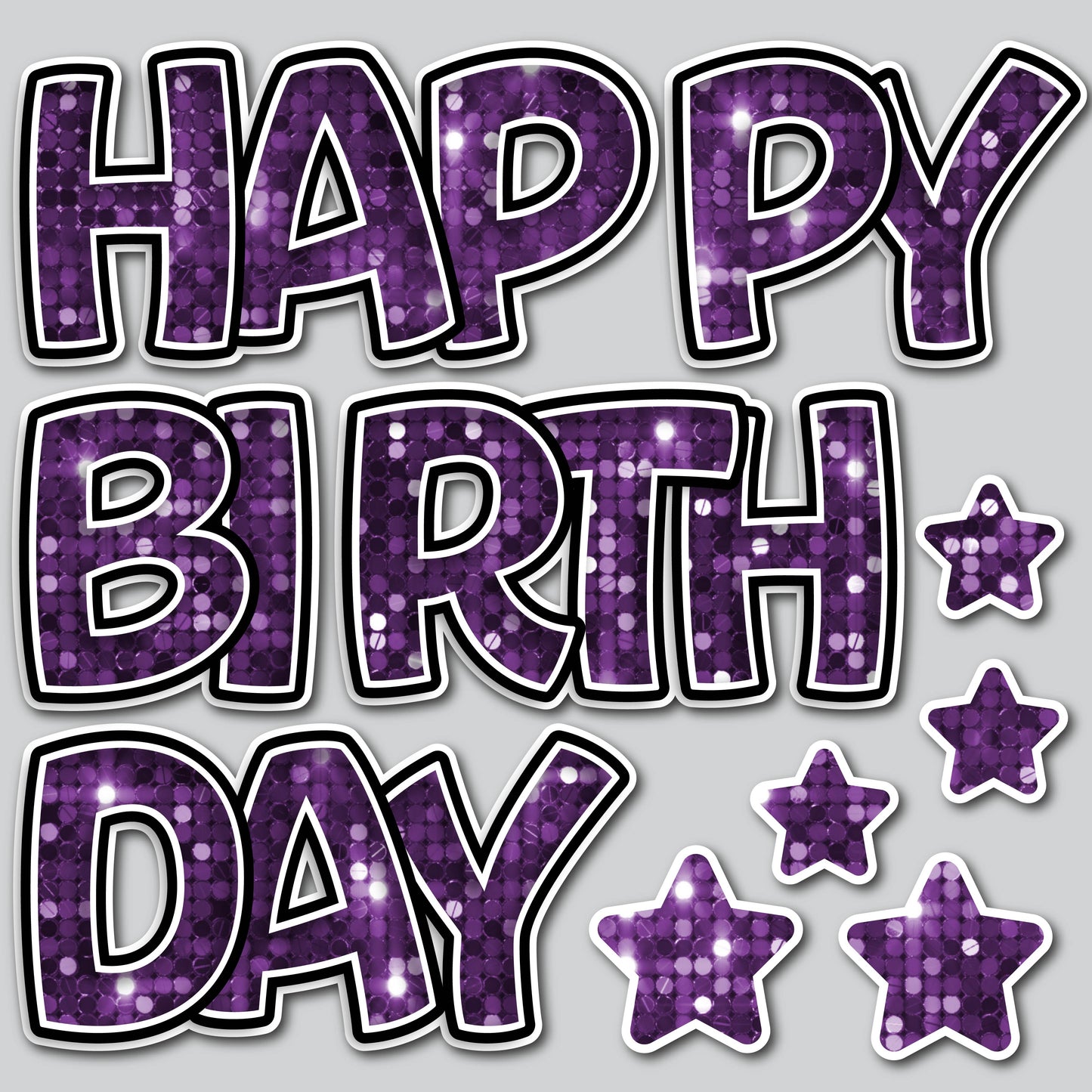 HAPPY BIRTHDAY EZ SET - SEQUIN PURPLE