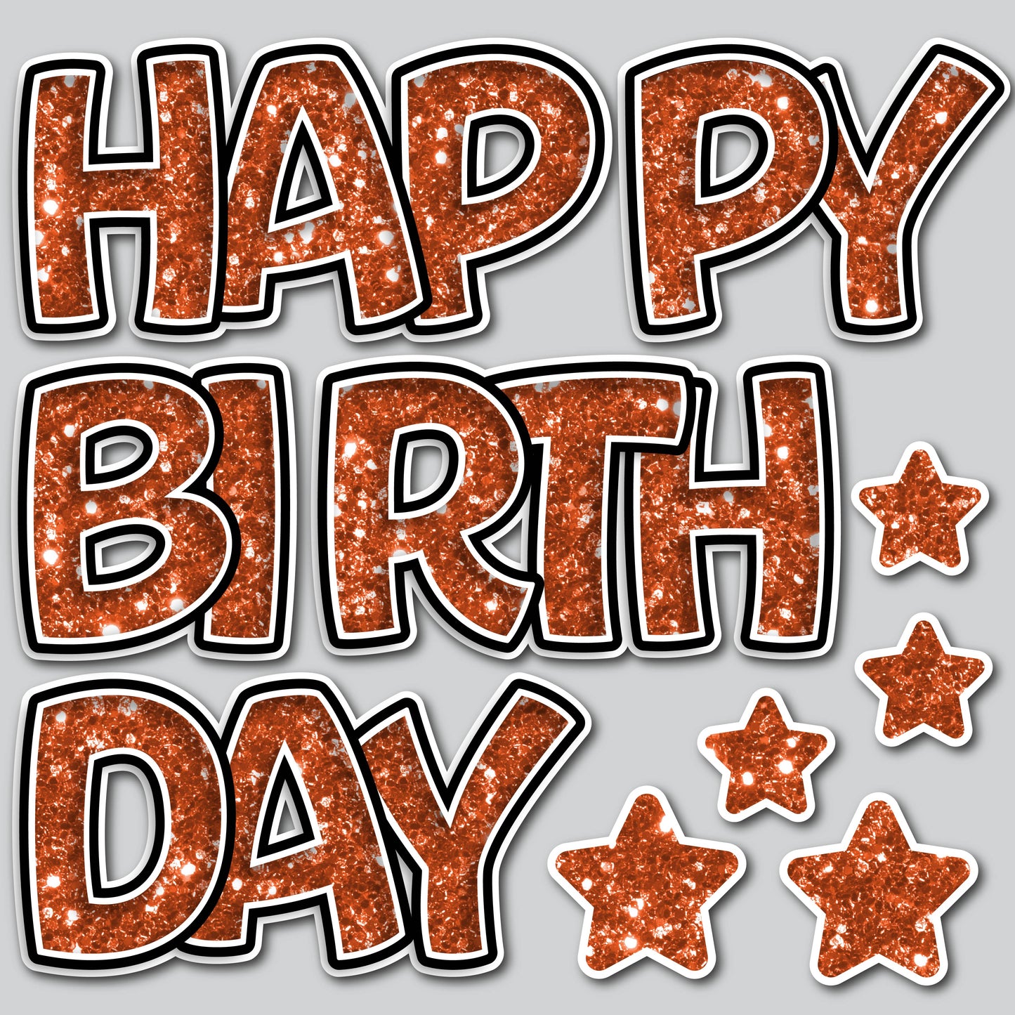 HAPPY BIRTHDAY EZ SET - CHUNKY GLITTER ORANGE