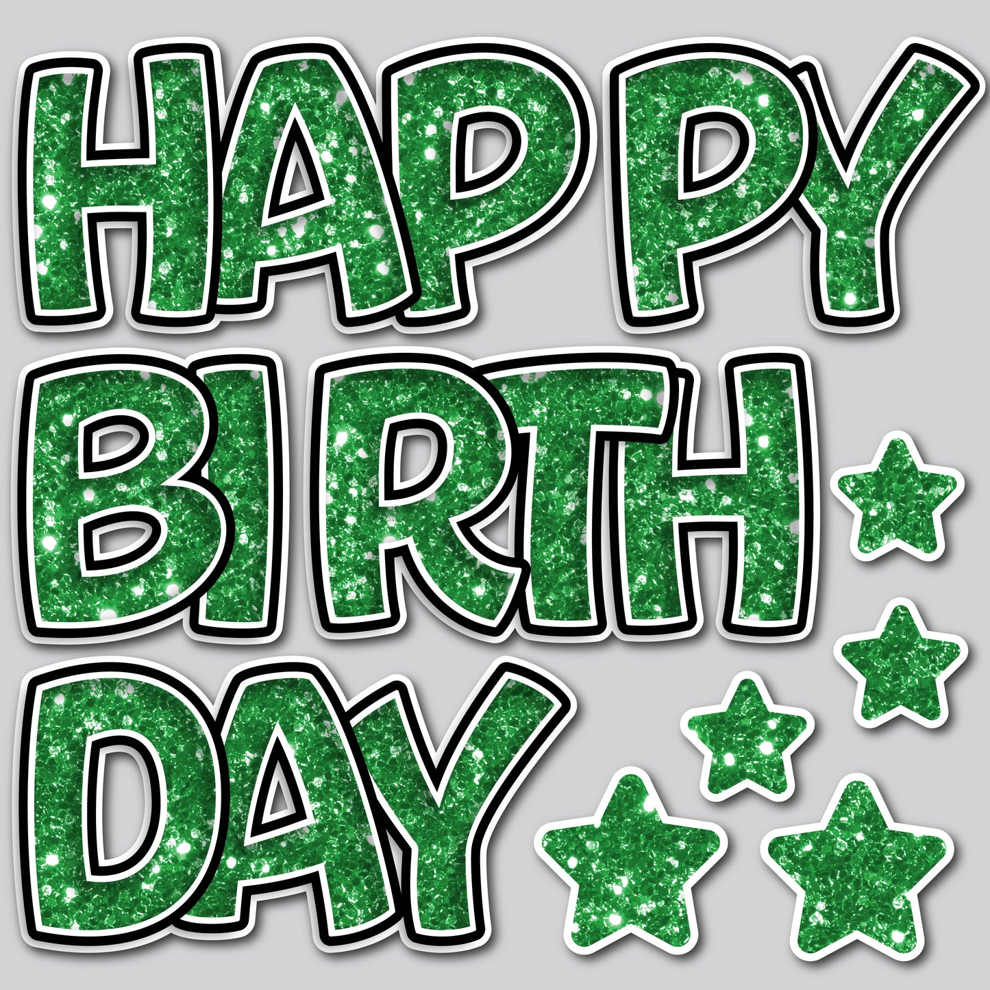 HAPPY BIRTHDAY EZ SET - CHUNKY GLITTER GREEN