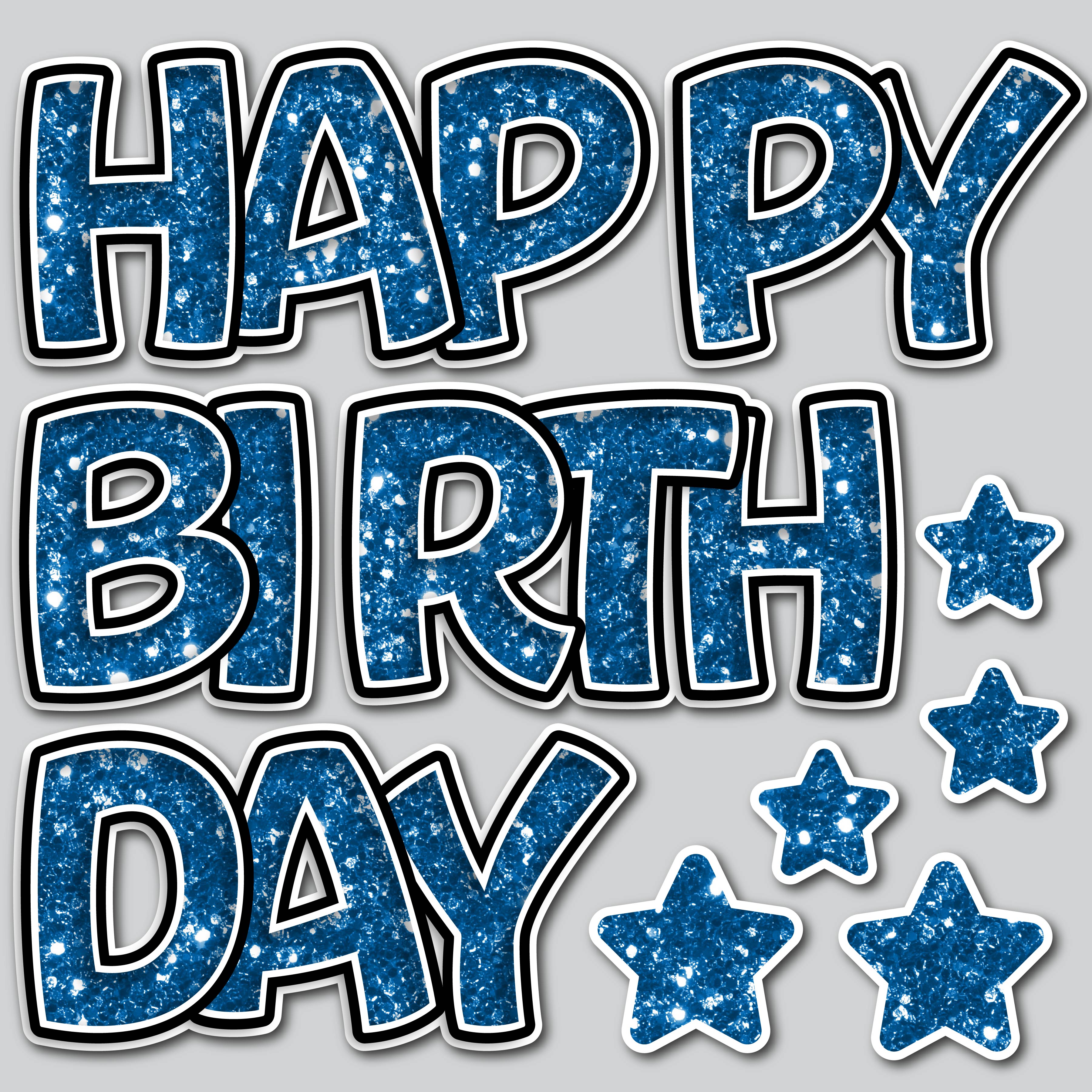 23.5 Inch Happy Birthday - Blue Chunky Glitter - 4 Piece EZ Set Yard Sign orders