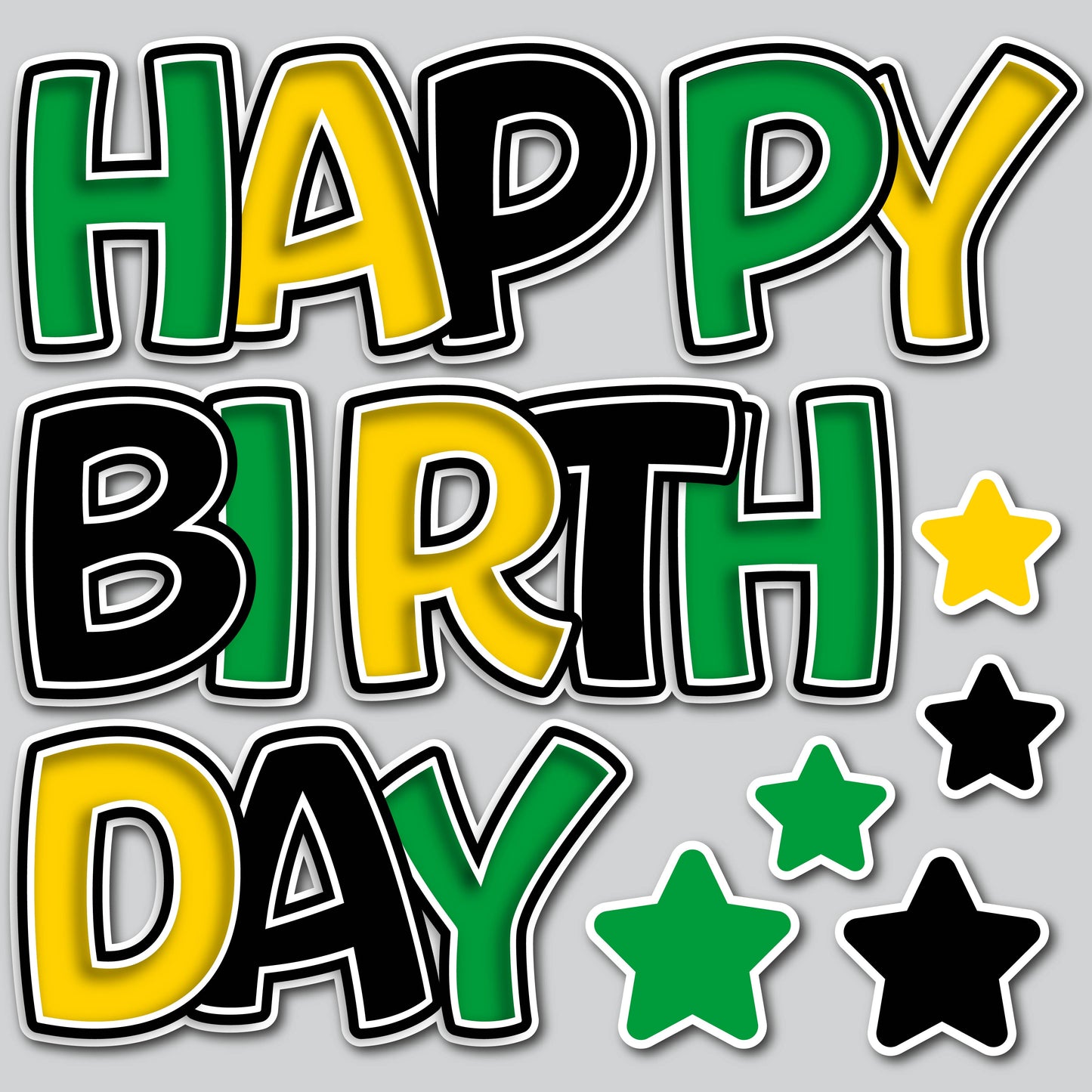 HAPPY BIRTHDAY EZ SET - SOLID GREEN/YELLOW/BLACK