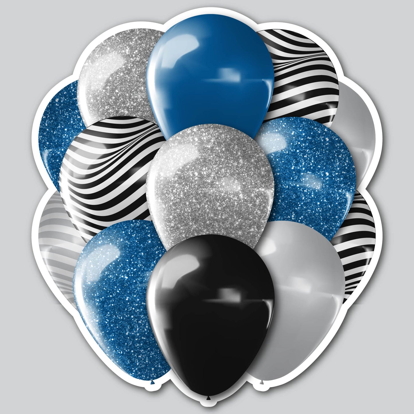 LARGE BALLOON CLUSTERS - BLACK/SILVER/BLUE