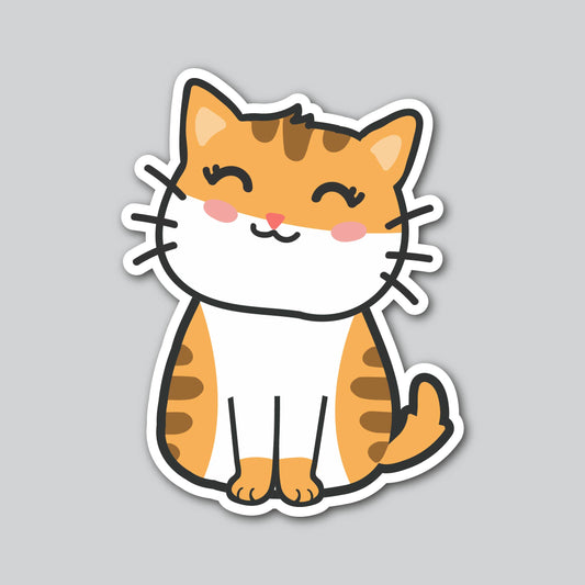 WHITE/BROWN CARTOON CAT