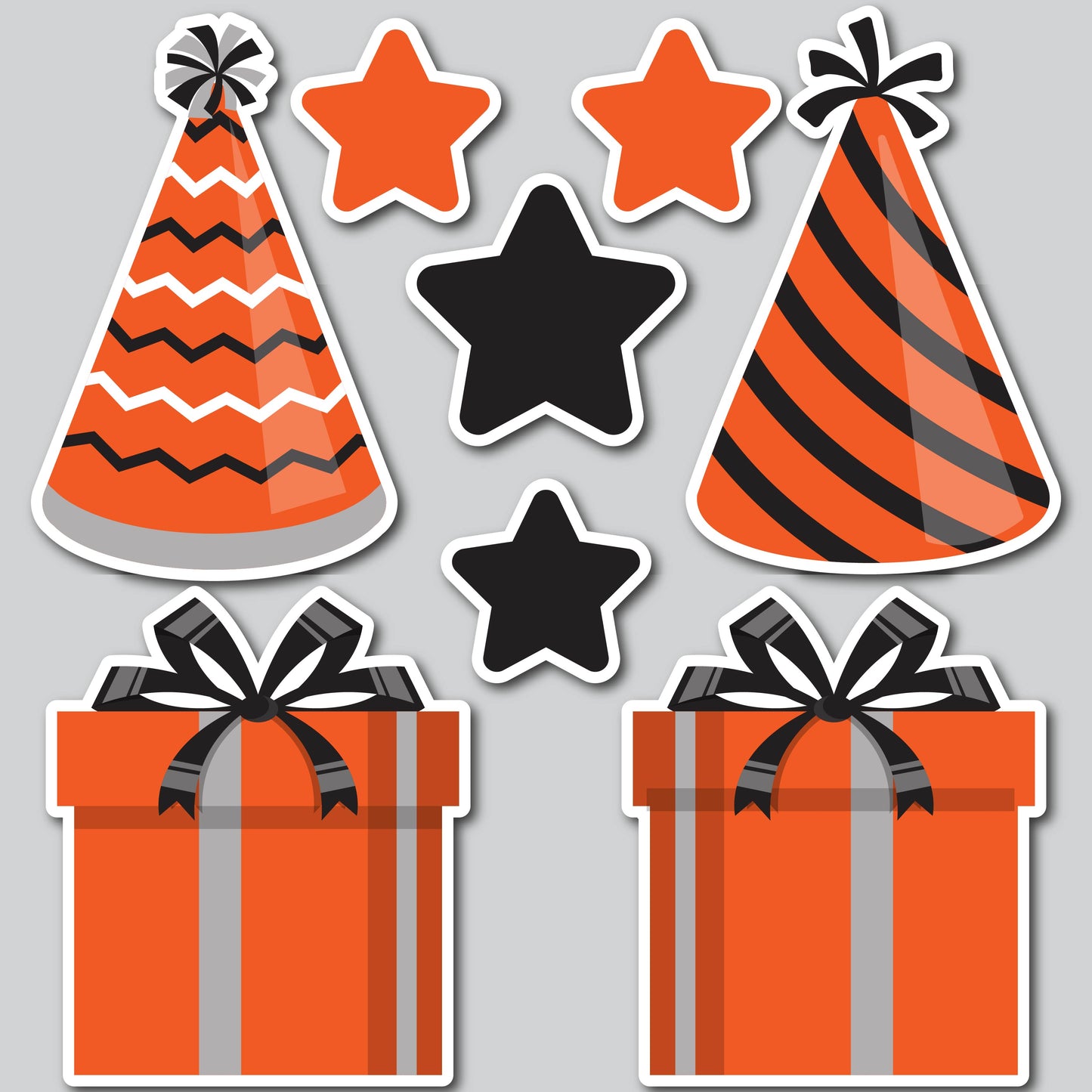 PRESENT AND HAT FILLERS - ORANGE/BLACK/SILVER