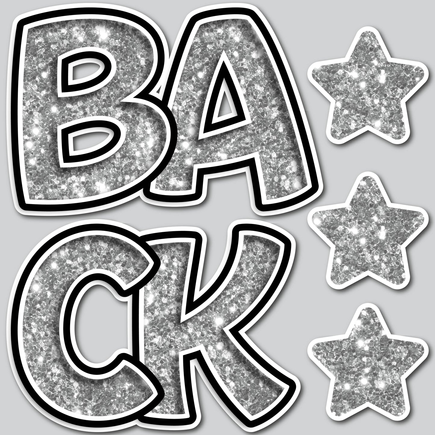 BACK EZ SET - SILVER CHUNKY GLITTER