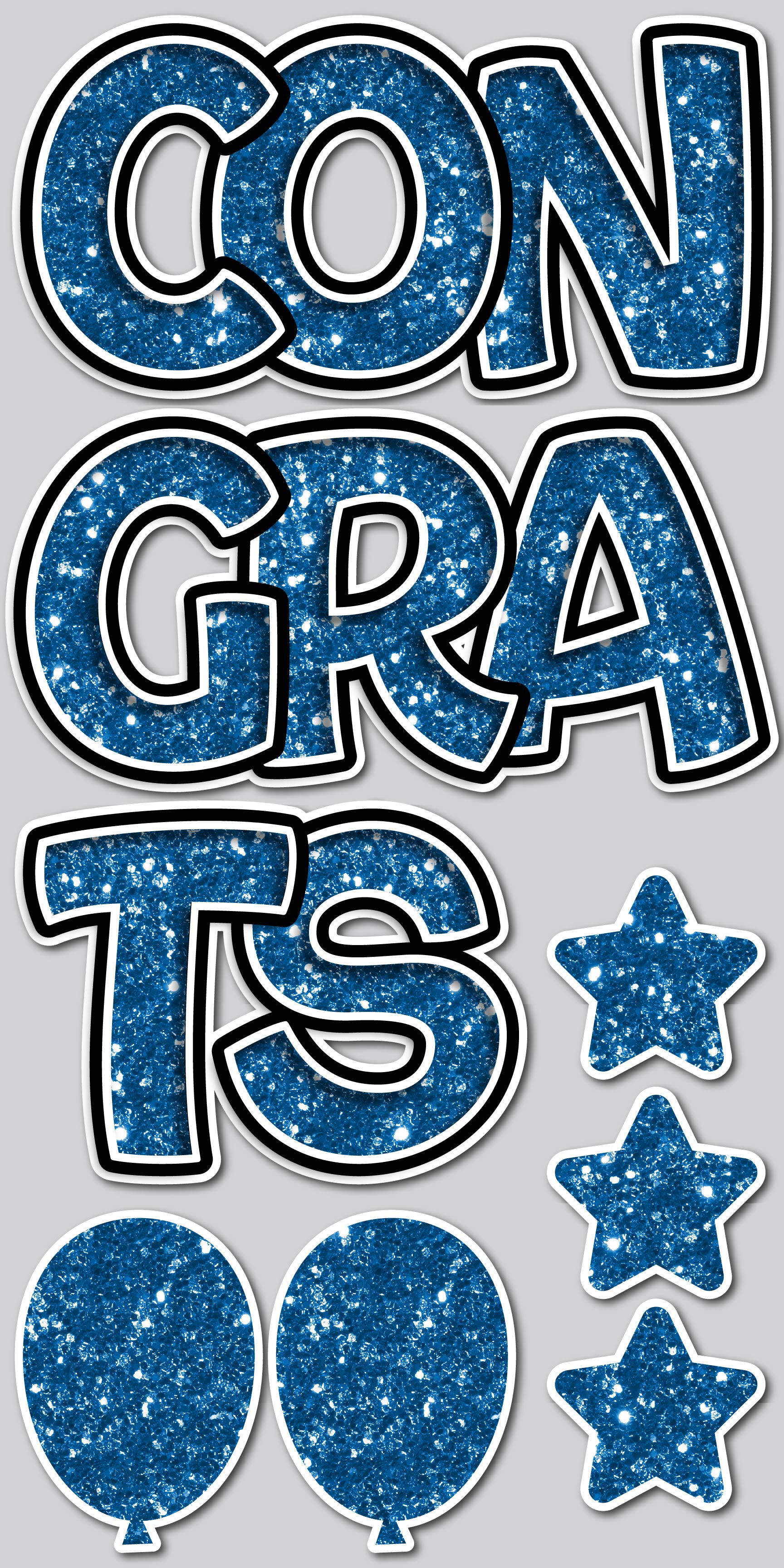 23.5 Inch Congrats Grad - Silver Glitter - 3 Piece EZ store Set Yard Sign