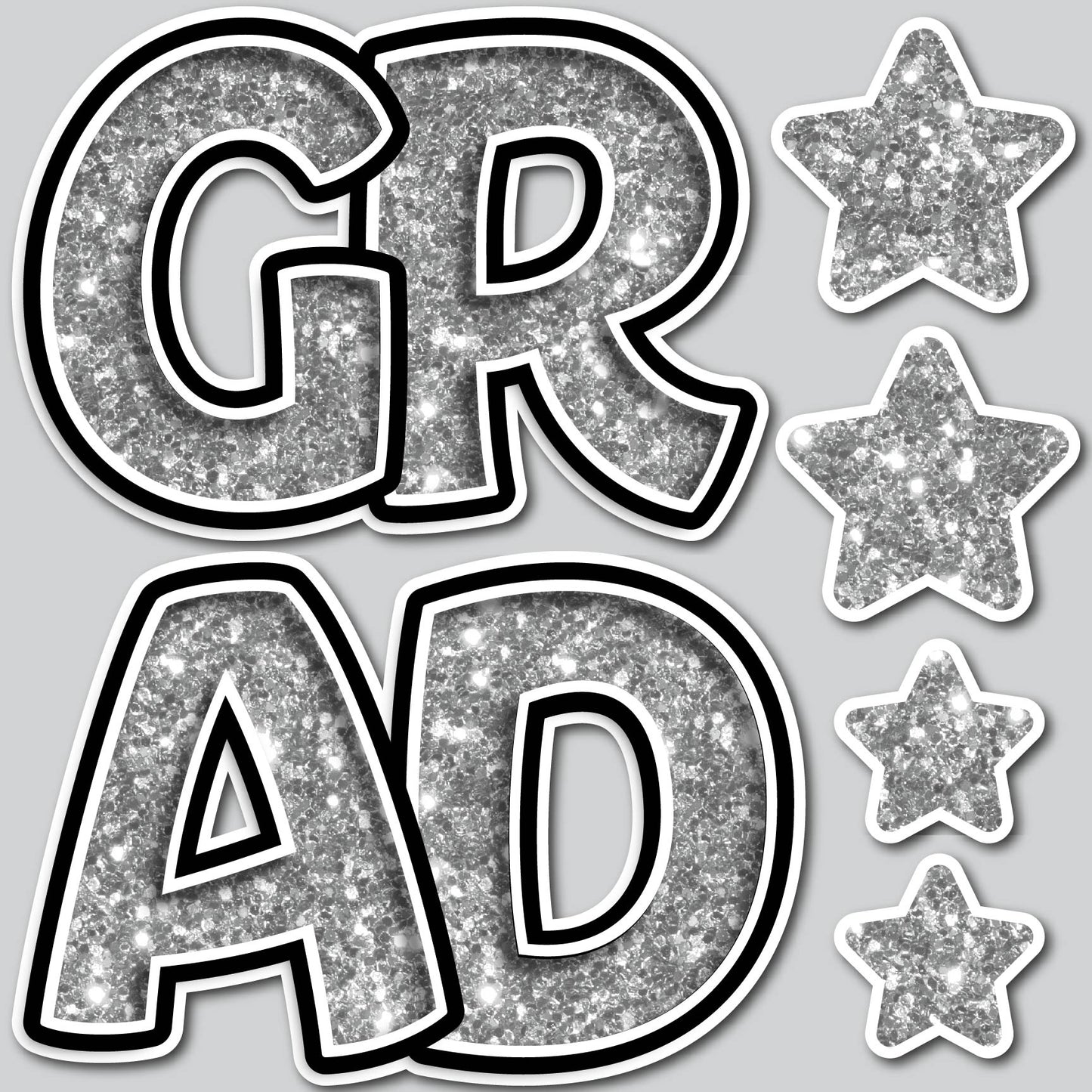 GRAD EZ SET - SILVER CHUNKY GLITTER