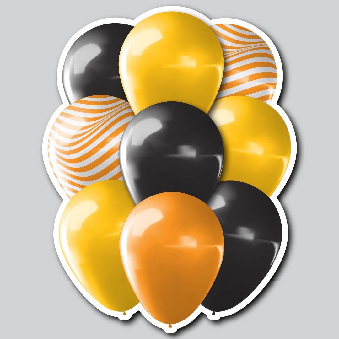 MEDIUM BALLOON CLUSTERS - ORANGE/BLACK/YELLOW