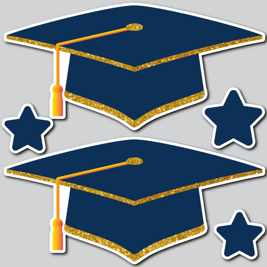 LARGE GRAD CAPS - BLUE/GOLD