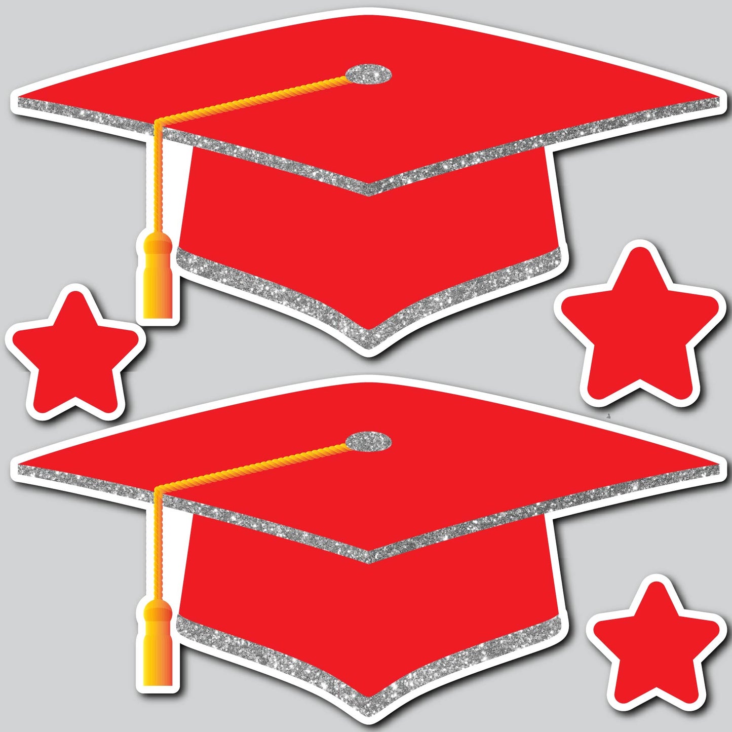 LARGE GRAD CAPS - RED/SILVER