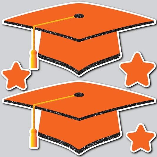 LARGE GRAD CAPS - ORANGE/BLACK