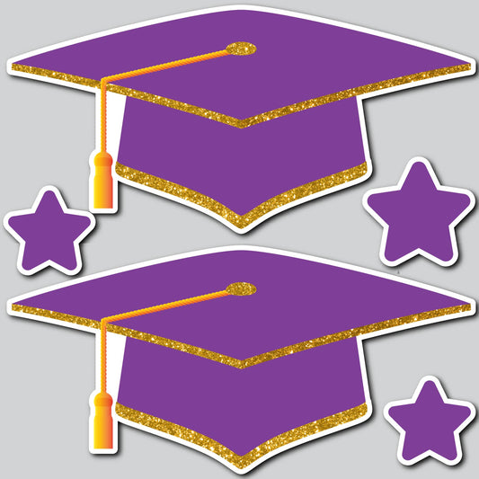 LARGE GRAD CAPS - PURPLE/GOLD