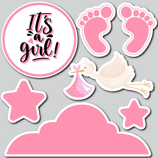 SW IT'S A GIRL STORK | Yard Card Set