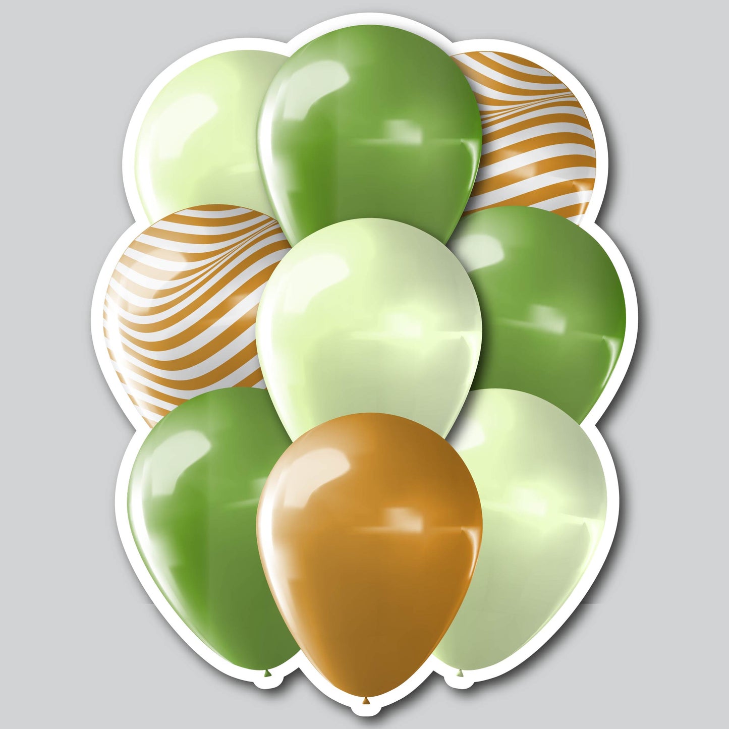 MEDIUM BALLOON CLUSTERS - GREEN/GOLD