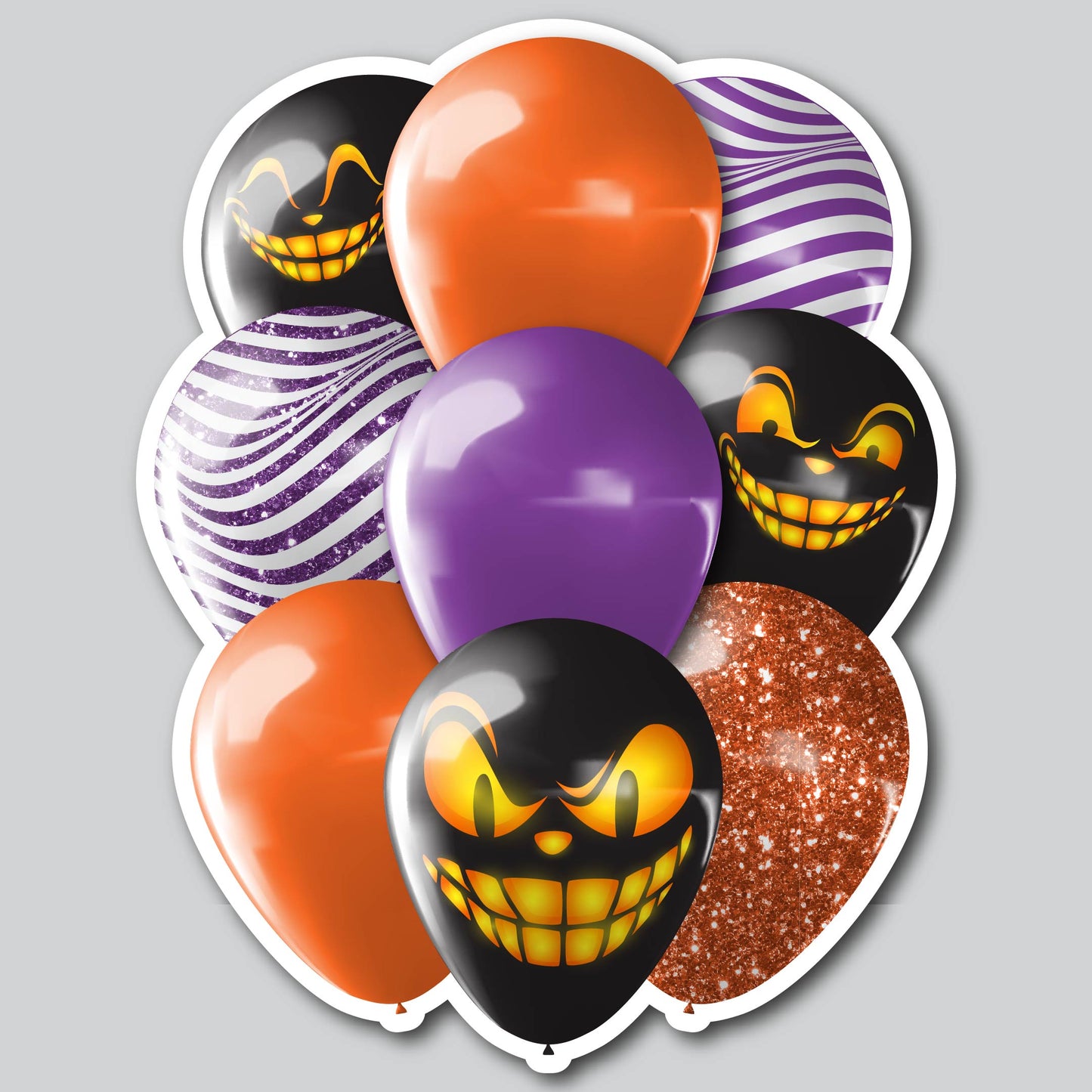 MEDIUM BALLOON CLUSTERS - SPOOKY HALLOWEEN FACES