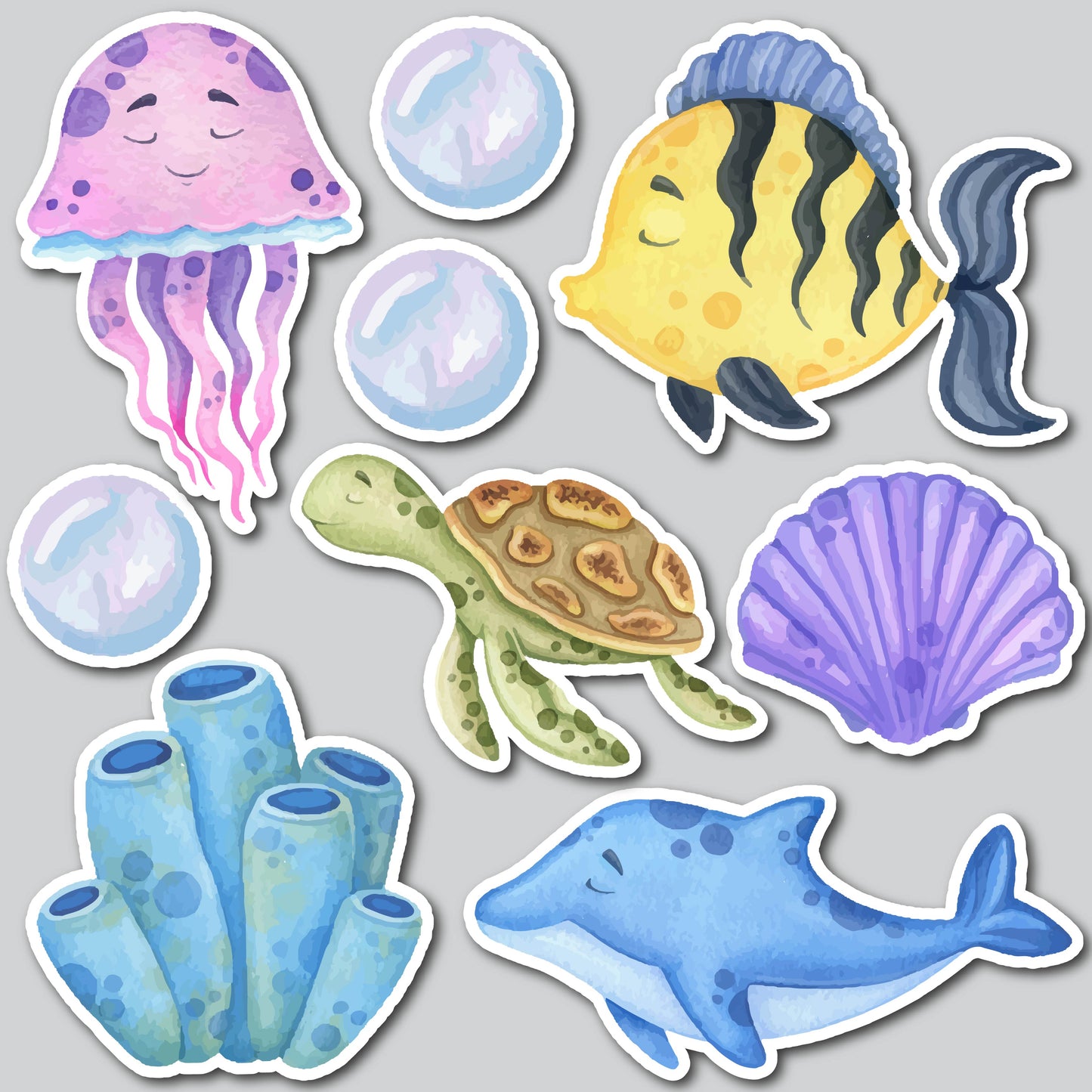 WATERCOLOR SEA LIFE | Yard Card Set