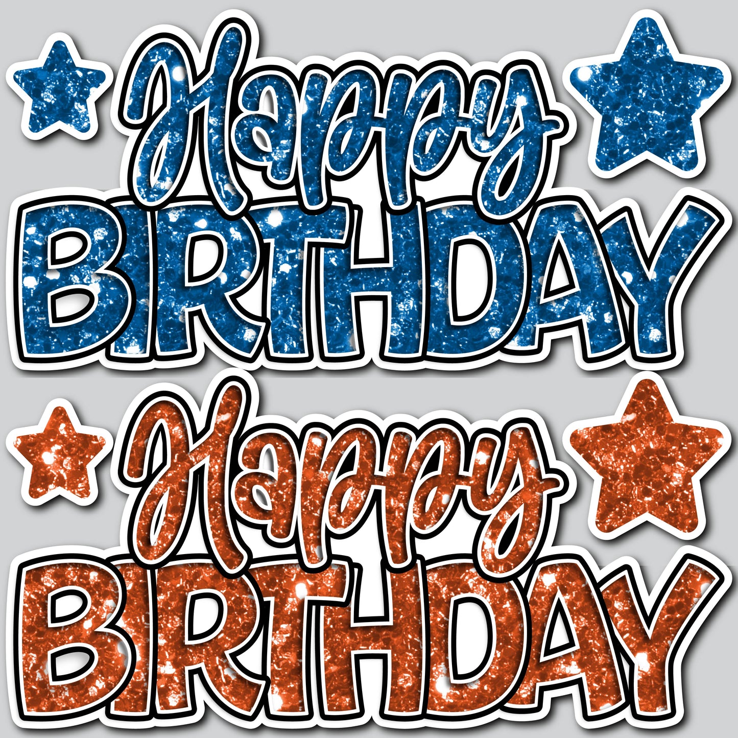 HBD SHOP PANELS - CHUNKY GLITTER ORANGE/BLUE