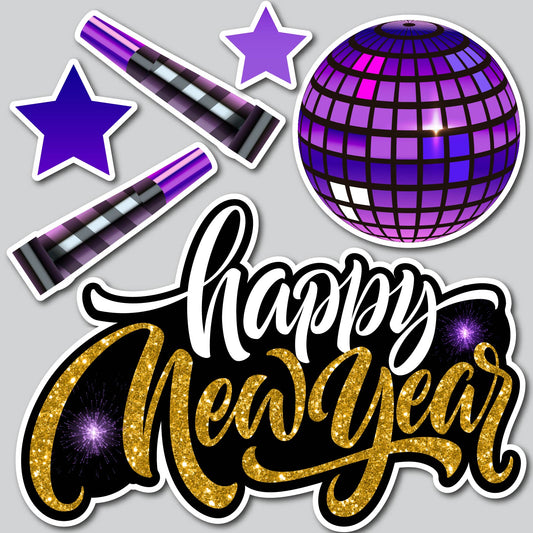 HAPPY NEW YEARS SET - PURPLE/GOLD