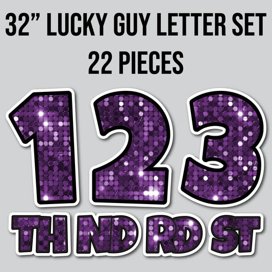 32" JUMBO LUCKY GUY NUMBERS - SEQUIN PURPLE | Yard Card Set