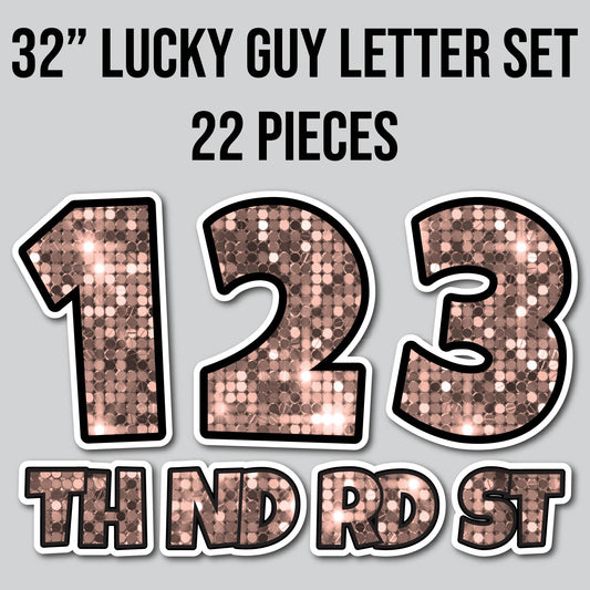 32" JUMBO LUCKY GUY NUMBERS - SEQUIN ROSE GOLD | Yard Card Set