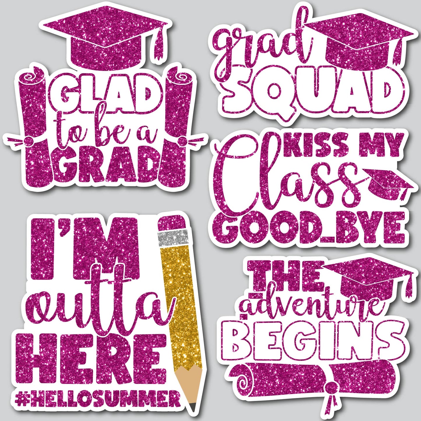 GRAD QUOTES - CHUNKY GLITTER PINK | Yard Card Set