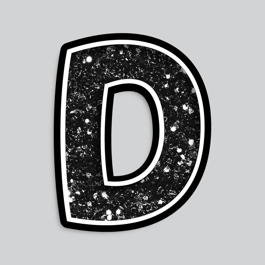 23.5” INDIVIDUAL BOUNCY BLACK CHUNKY GLITTER SHADOW LETTERS