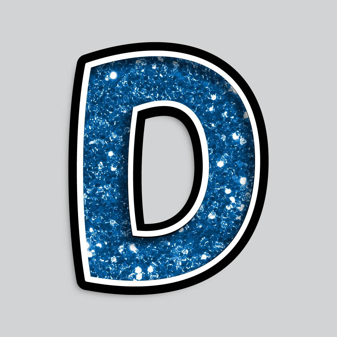 23.5” INDIVIDUAL BOUNCY BLUE CHUNKY GLITTER SHADOW LETTERS