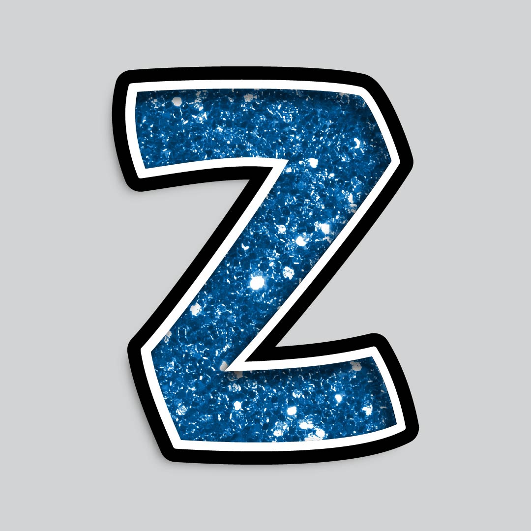 23.5” INDIVIDUAL BOUNCY BLUE CHUNKY GLITTER SHADOW LETTERS