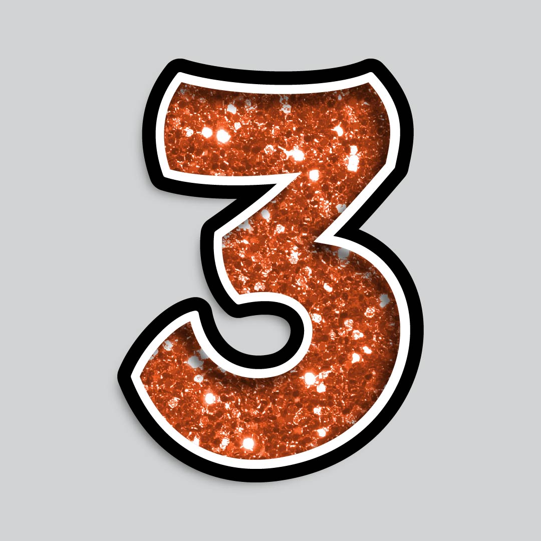 23.5" INDIVIDUAL BOUNCY ORANGE CHUNKY GLITTER SHADOW NUMBERS