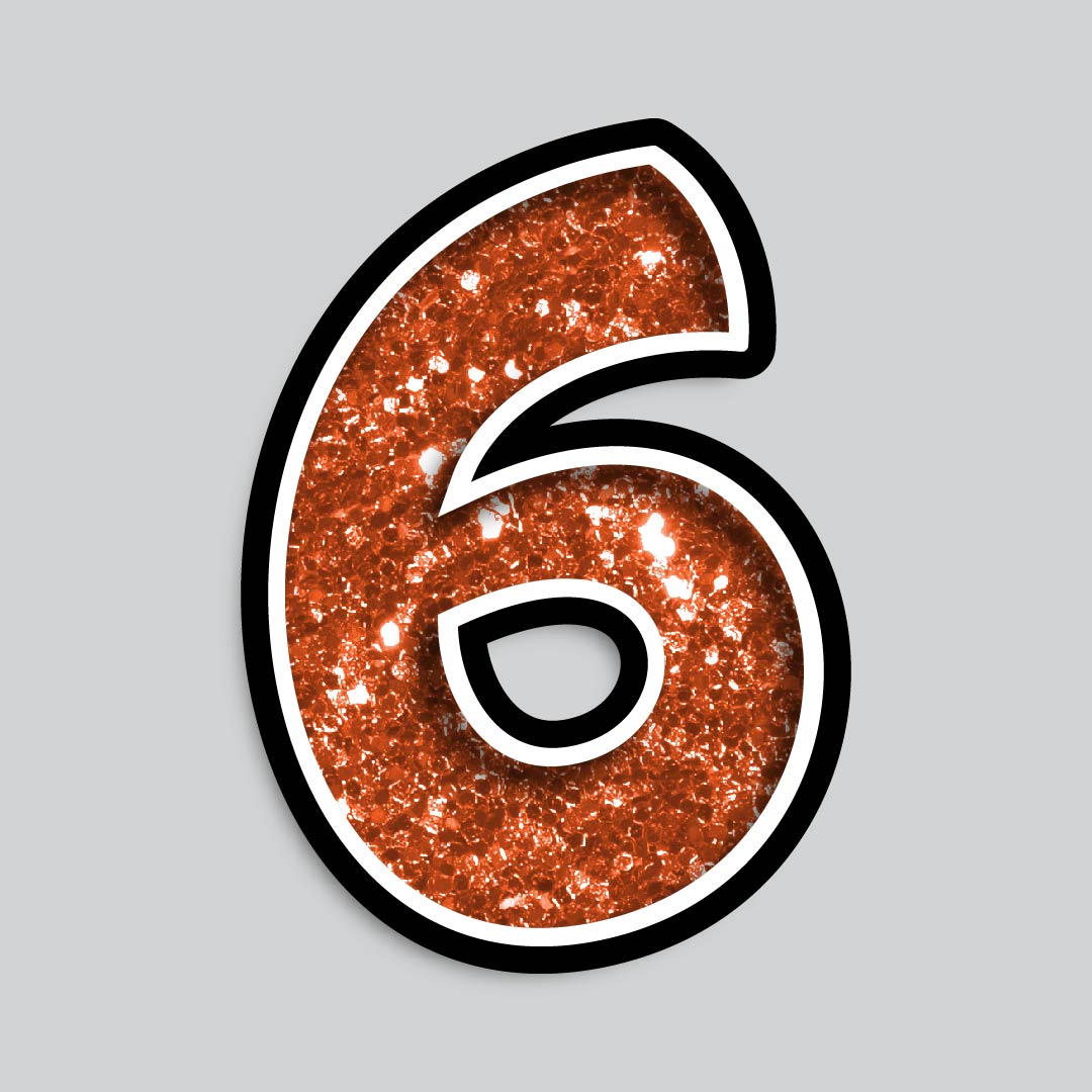 23.5" INDIVIDUAL BOUNCY ORANGE CHUNKY GLITTER SHADOW NUMBERS