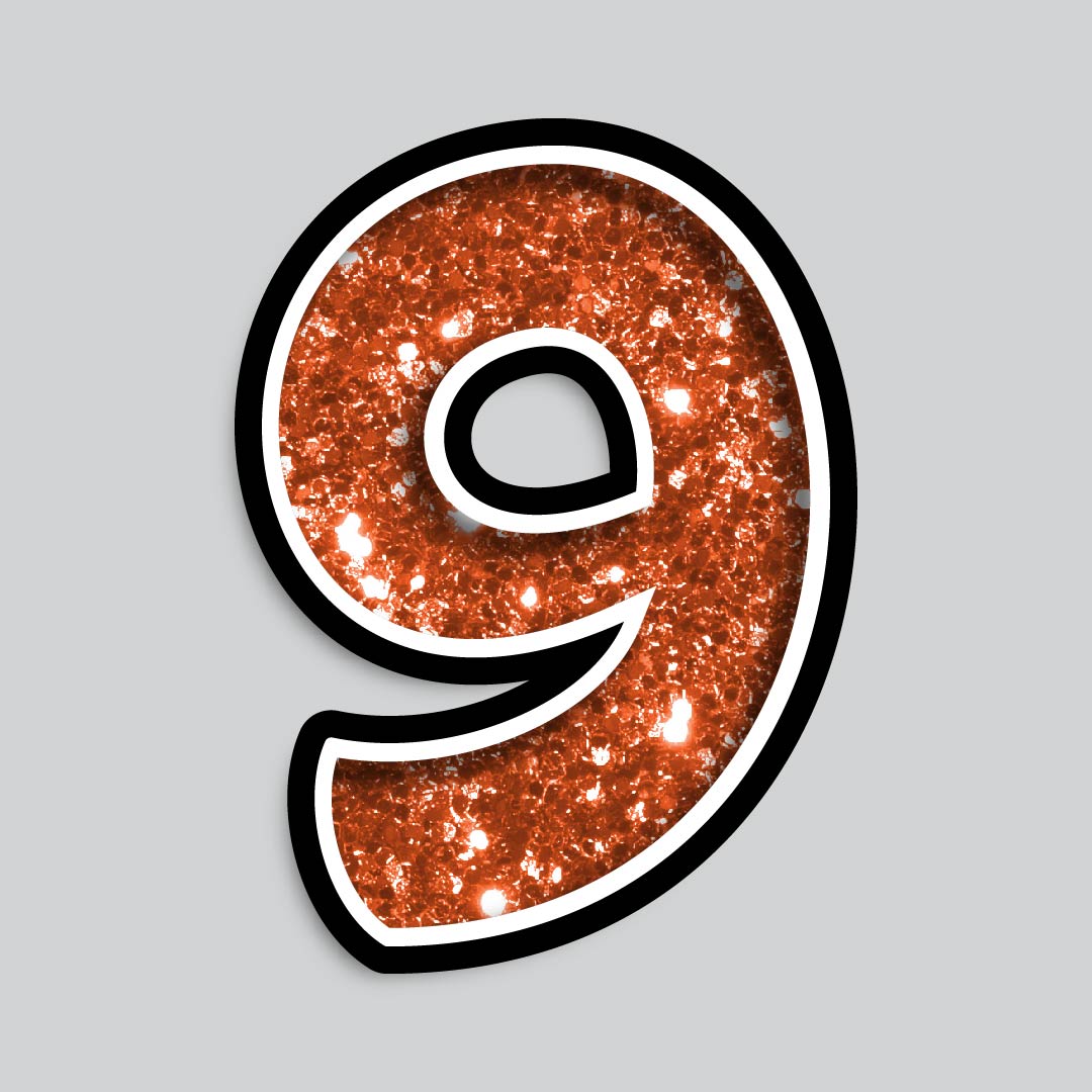 23.5" INDIVIDUAL BOUNCY ORANGE CHUNKY GLITTER SHADOW NUMBERS