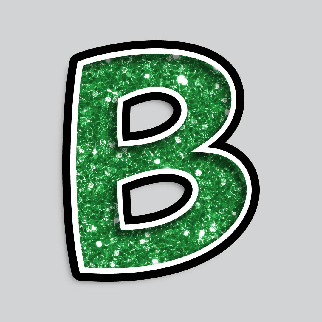the letter b in green