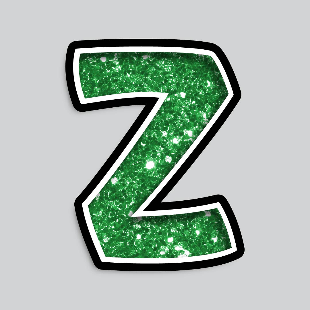 23.5” INDIVIDUAL BOUNCY GREEN CHUNKY GLITTER SHADOW LETTERS