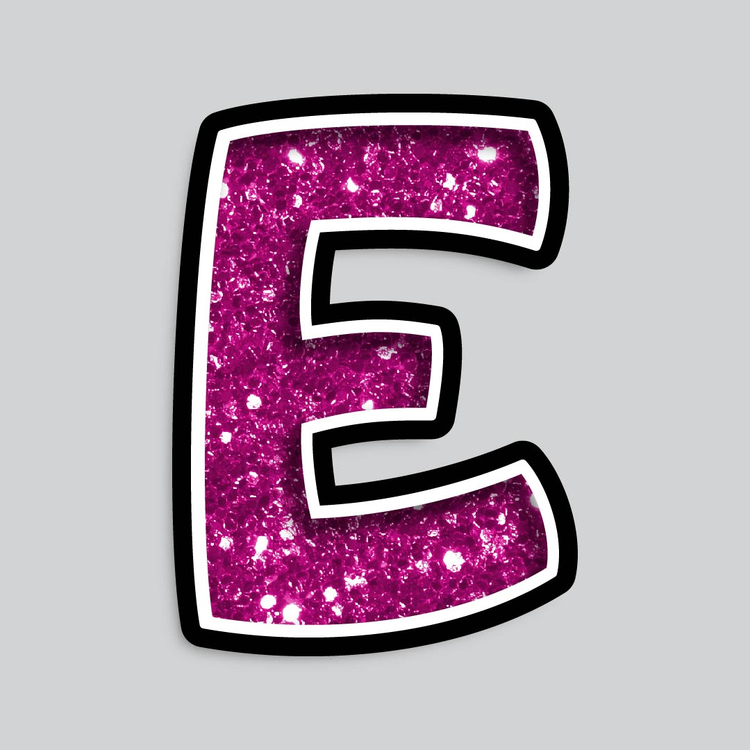 23.5” INDIVIDUAL BOUNCY PINK CHUNKY GLITTER SHADOW LETTERS