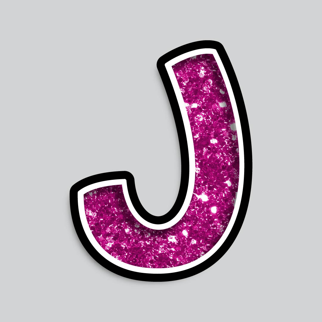 23.5” INDIVIDUAL BOUNCY PINK CHUNKY GLITTER SHADOW LETTERS