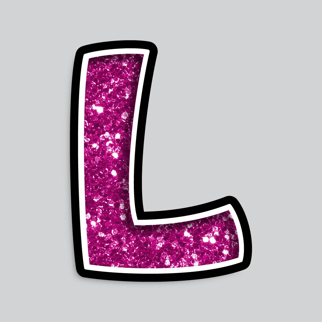 23.5” INDIVIDUAL BOUNCY PINK CHUNKY GLITTER SHADOW LETTERS