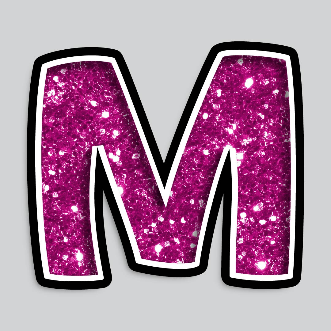 23.5” INDIVIDUAL BOUNCY PINK CHUNKY GLITTER SHADOW LETTERS