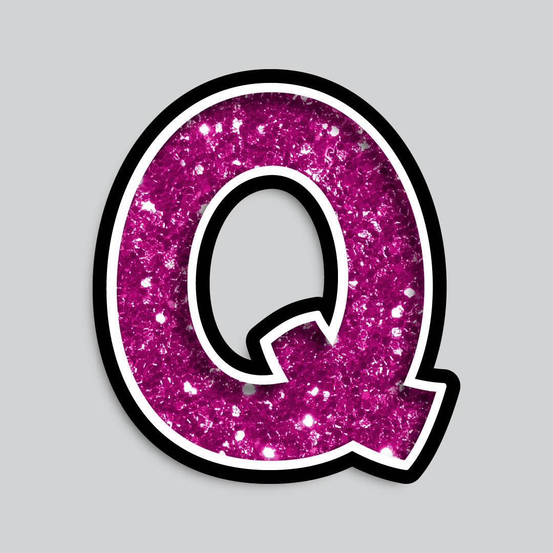 23.5” INDIVIDUAL BOUNCY PINK CHUNKY GLITTER SHADOW LETTERS