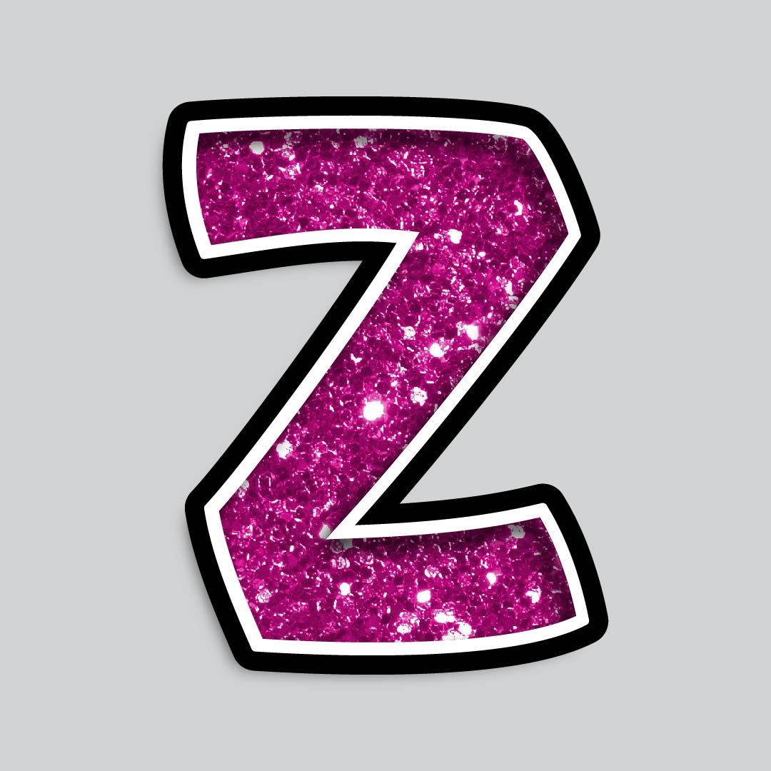 23.5” INDIVIDUAL BOUNCY PINK CHUNKY GLITTER SHADOW LETTERS