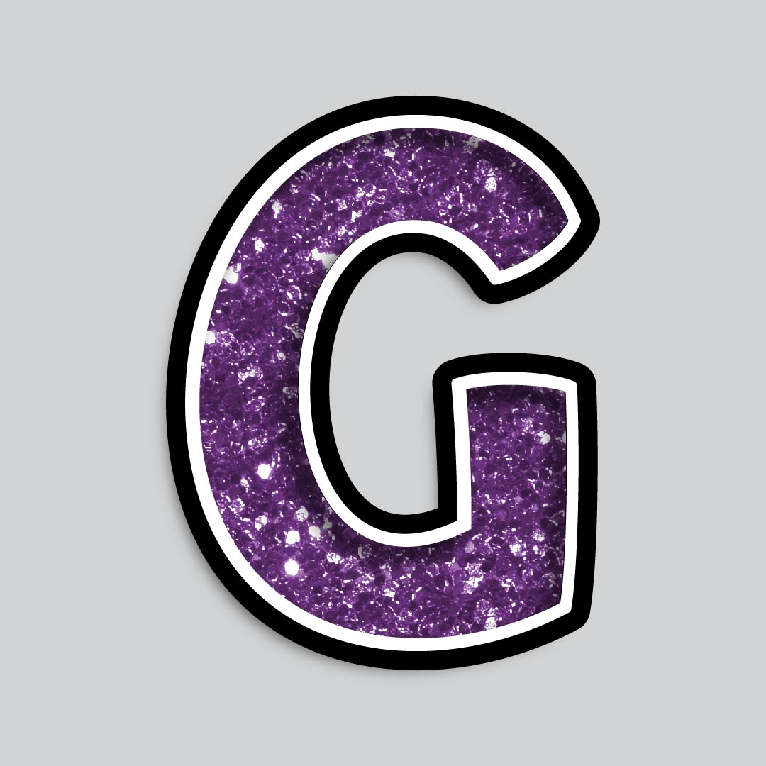 23.5” INDIVIDUAL LUCKY GUY PURPLE CHUNKY GLITTER LETTERS