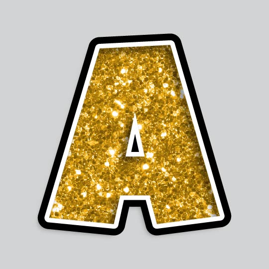 23.5” INDIVIDUAL LUCKY GUY GOLD CHUNKY GLITTER LETTERS