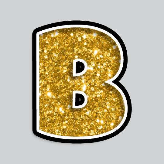 23.5” INDIVIDUAL LUCKY GUY GOLD CHUNKY GLITTER LETTERS