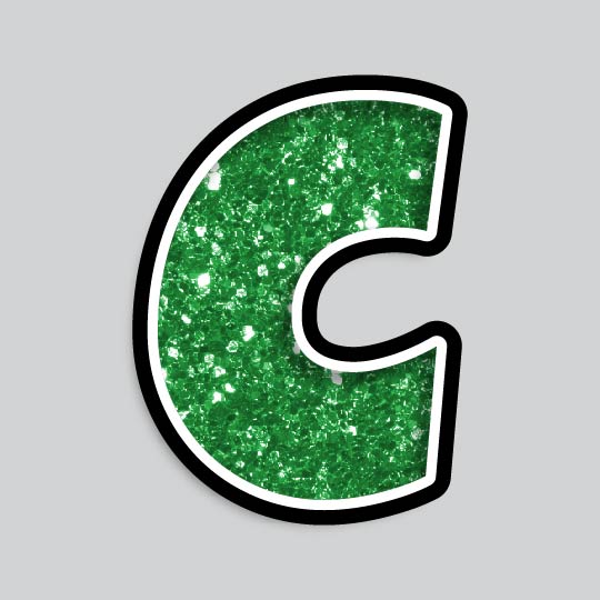 23.5” INDIVIDUAL LUCKY GUY GREEN CHUNKY GLITTER LETTERS