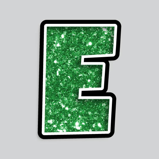 23.5” INDIVIDUAL LUCKY GUY GREEN CHUNKY GLITTER LETTERS